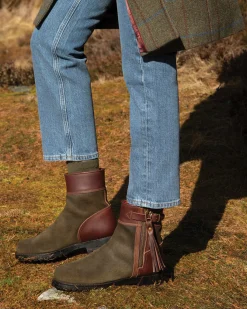 PENELOPE CHILVERS Ladies’ Inclement Cropped Tassel Boots Seaweed/Conker