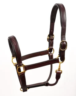 PERRIS LEATHER Perri’s® Fancy-Stitched Padded Leather Halter Havana
