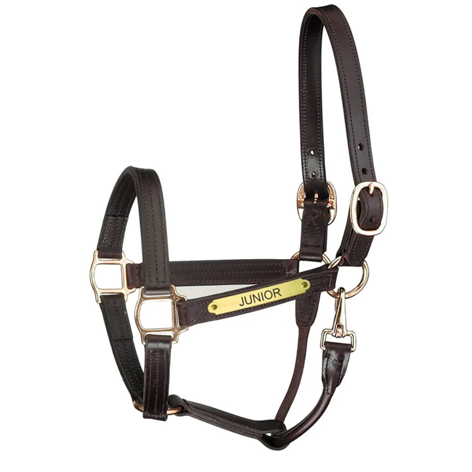 PERRIS LEATHER Perri’s® Premium Track Style Leather Show Halter with Snap & Nameplate Havana Clearance