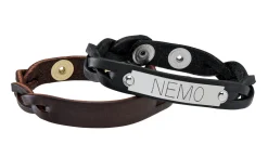 PERRIS LEATHER Perri’s® Braided Leather Nameplate Bracelet New