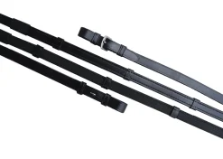 KL SELECT Red Barn 5/8" x 60" Easy Grip Snaffle Reins Black New