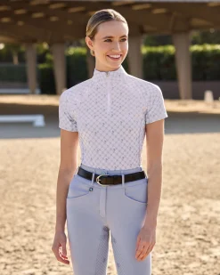 ERS Romfh® Ladies’ Quarter-Zip Short Sleeve Print Sun Shirt Mist Grey Little Bit Outlet