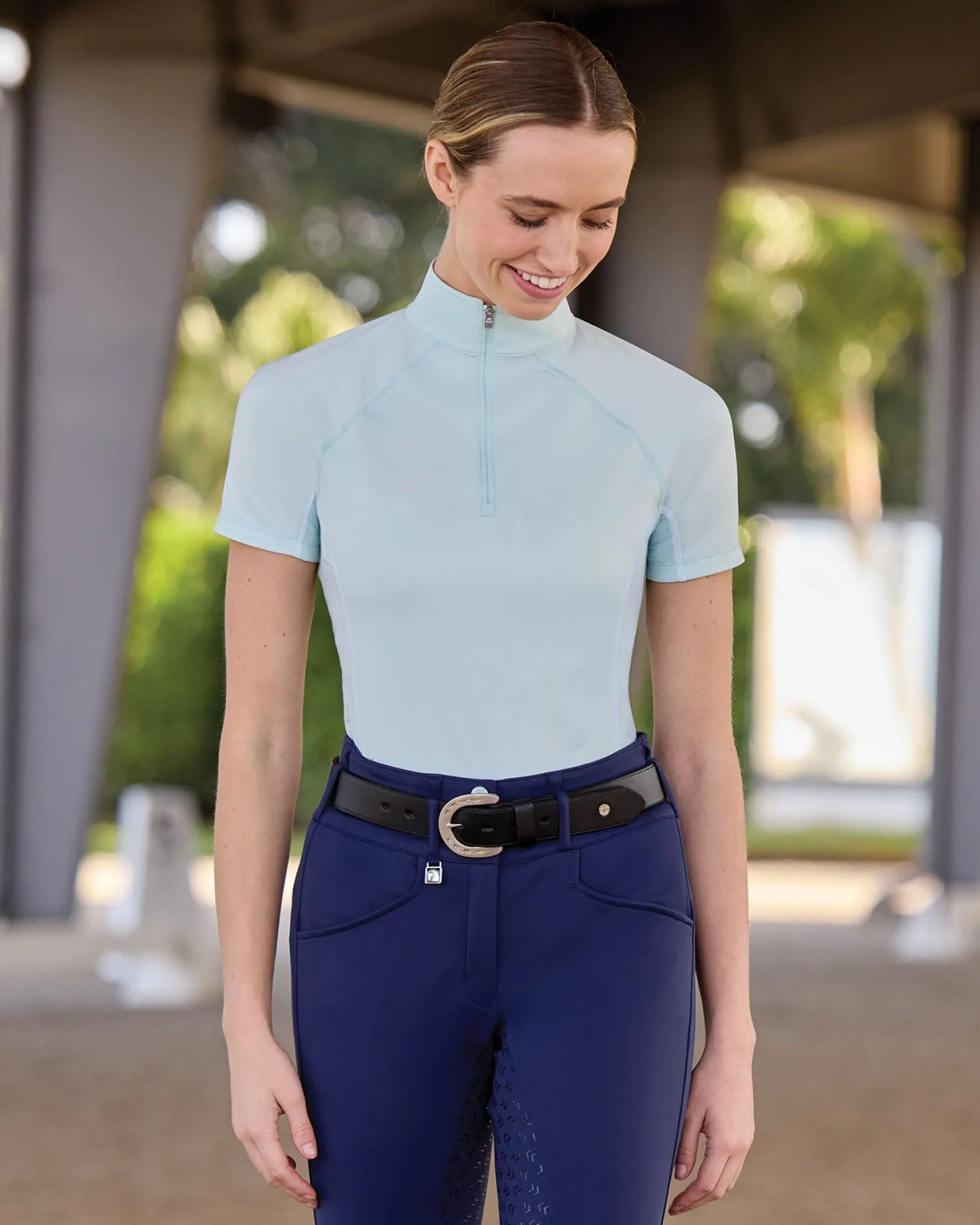 ERS Romfh® Ladies’ Quarter-Zip Short Sleeve Sun Shirt Oasis Sky