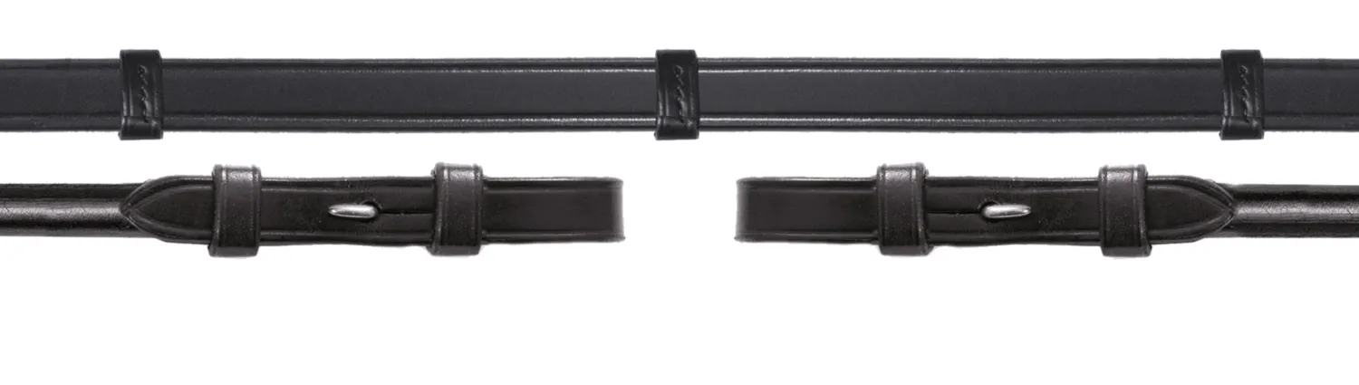 SCHOCKEMOEHLE N.A. Schockemöhle Rolled Leather Reins with Hand Stops Black/Silver Sale