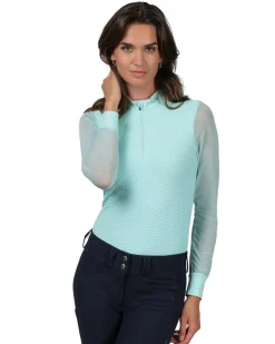 SCHOCKEMOEHLE N.A. Schockemöhle Ladies’ SpGianna Long Sleeve Shirt Aqua Sky Clearance