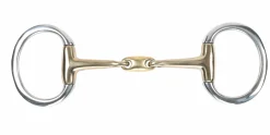 SHIRES EQUESTRIAN Shires Brass Alloy Flat Ring Eggbutt Bit with Lozenge Stainless Steel Outlet