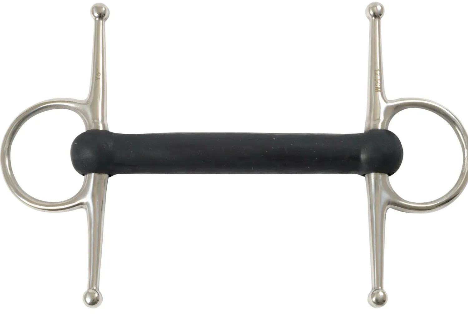 SHIRES EQUESTRIAN Shires Full Cheek Bit with Flexible Rubber Mullen Mouth Black Rubber New