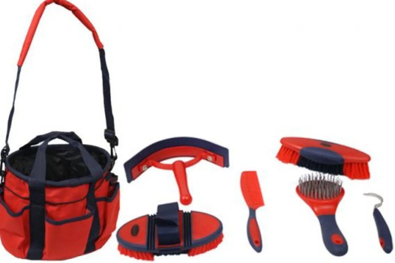 SHILOH STABLES TACK Showman® 6-Piece Soft Grip Grooming Kit with Nylon Bag New