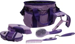 SHILOH STABLES TACK Showman® 6-Piece Soft Grip Grooming Kit with Nylon Bag New