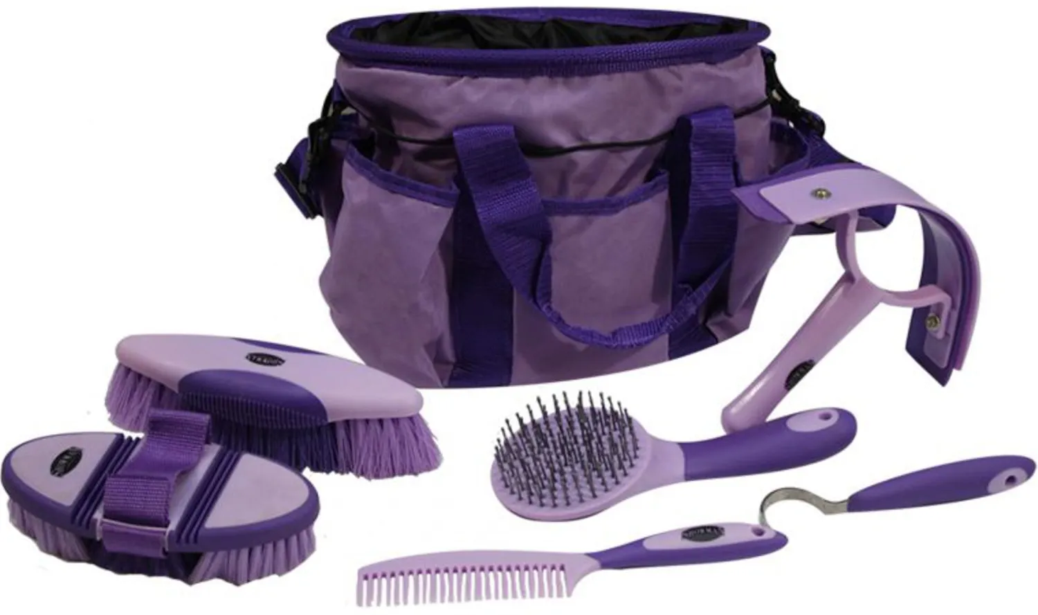 SHILOH STABLES TACK Showman® 6-Piece Soft Grip Grooming Kit with Nylon Bag New