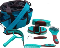 SHILOH STABLES TACK Showman® 6-Piece Soft Grip Grooming Kit with Nylon Bag New