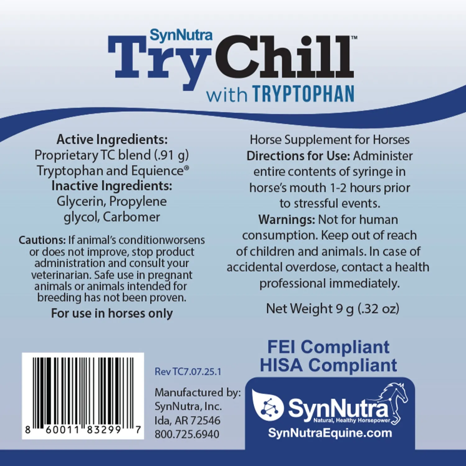 SYNNUTRA EQUINE ® Trychill™ Gel Outlet