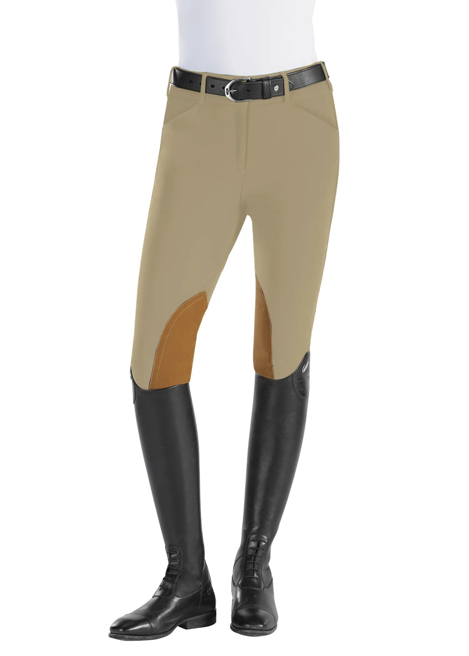 TAILORED SPORTSMAN The ™ Ladies’ Techno Mid-Weight Clarino Knee-Patch Breech Tan/Tan