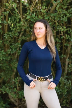 TKEQ THE SHOP TKEQ Ladies’ Kennedy Seamless V-Neck Long Sleeve Shirt 2.0 Classic Navy Online