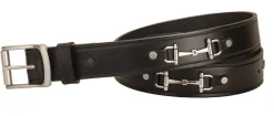 TORY LEATHER 1 1/2" Belt with Nickel Snaffle Bits
