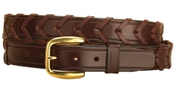 TORY LEATHER 1 1/4" Laced Belt with Brass Buckle Online