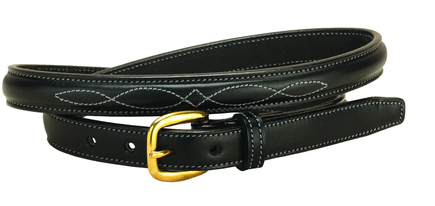 TORY LEATHER 3/4" Fancy-Stitched Belt with Brass Buckle