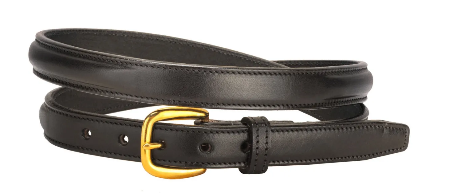 TORY LEATHER 3/4" Raised Belt with Brass Buckle & Nameplate Space Best