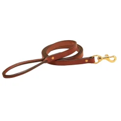 TORY LEATHER Flat Creased Leather Dog Leash with Rolled Leather Handle Clearance