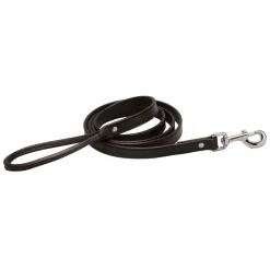 TORY LEATHER Flat Creased Leather Dog Leash with Rolled Leather Handle Clearance