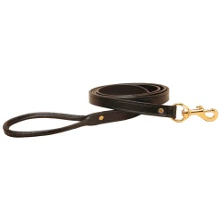 TORY LEATHER Flat Creased Leather Dog Leash with Rolled Leather Handle Clearance