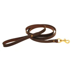 TORY LEATHER Flat Creased Leather Dog Leash with Flat Handle