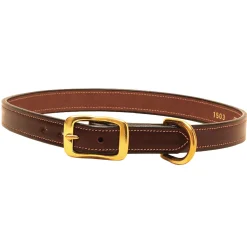 TORY LEATHER Saddle-Stitched Leather Dog Collar Havana Clearance