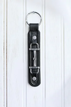 TORY LEATHER Snaffle Bit Padded Leather Key Chain New
