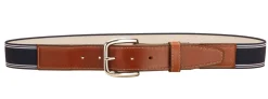 TORY LEATHER Striped Elastic and Leather Belt Online