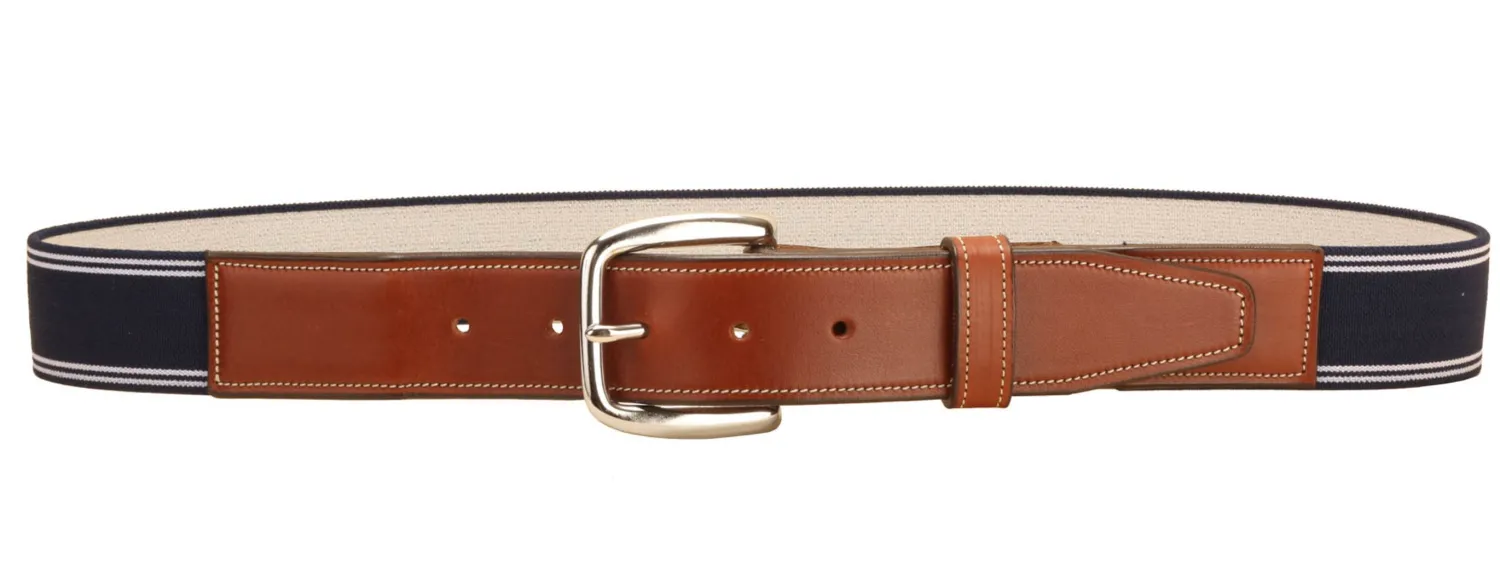 TORY LEATHER Striped Elastic and Leather Belt Online