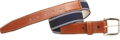 TORY LEATHER Striped Elastic and Leather Belt Online