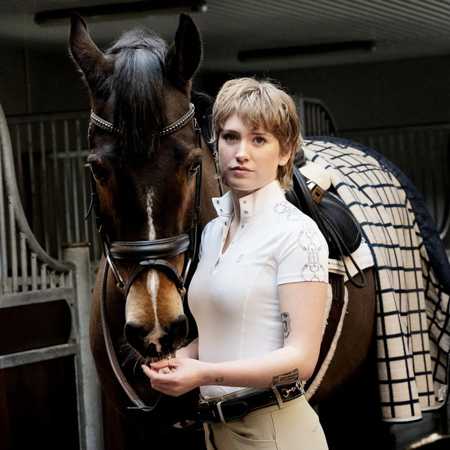 TREDSTEP-CLOTHING Tredstep Ireland™ Ladies’ Snaffle Short Sleeve Competition Shirt White Hot