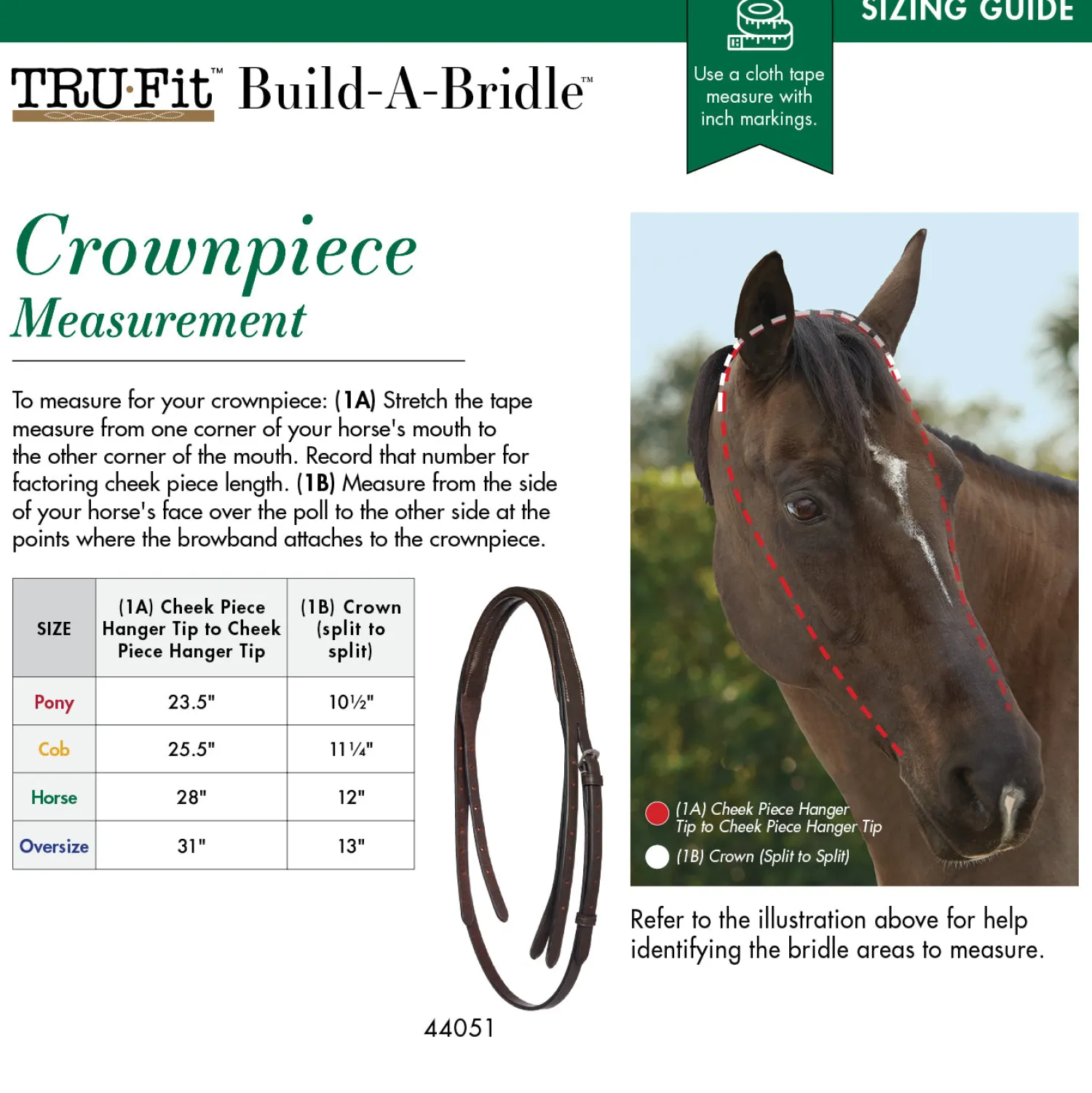 KINGS INTERNATIONAL TRU-Fit™ Build-A-Bridle™ Crownpiece Chocolate Discount