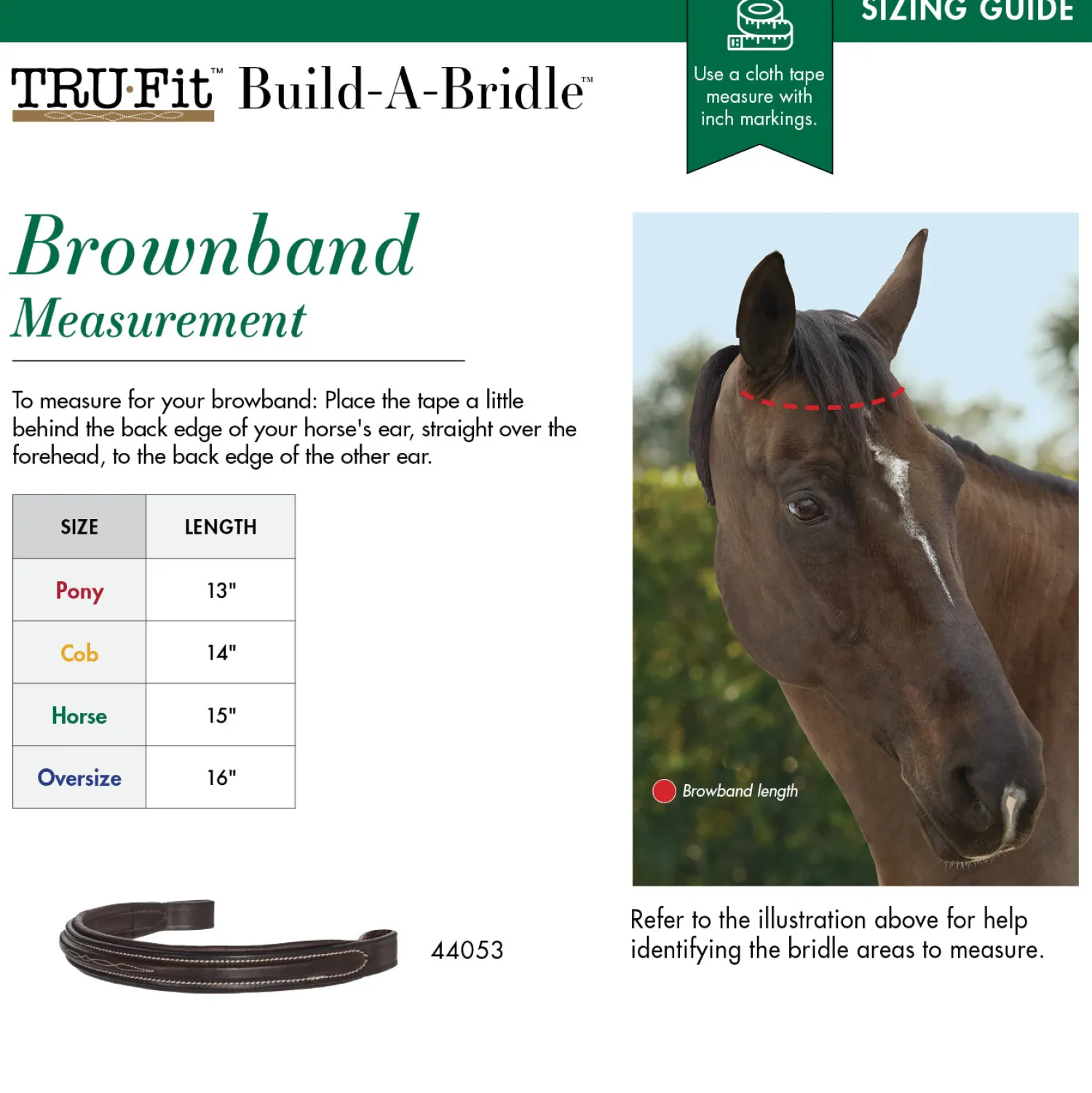 KINGS INTERNATIONAL TRU-Fit™ Build-A-Bridle™ Fancy-Stitched Browband Chocolate Discount