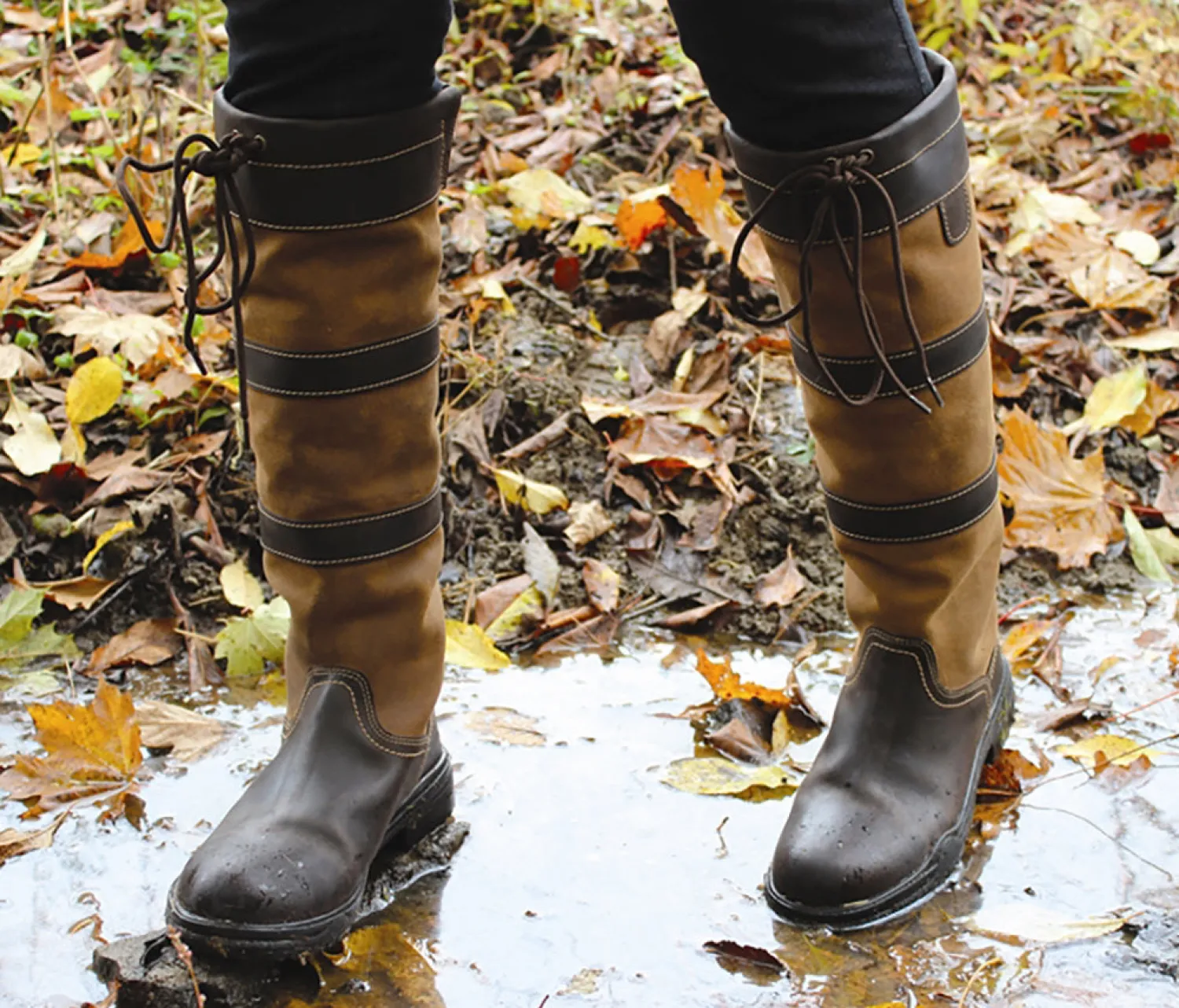 JPC EQUESTRIAN TuffRider® Ladies’ Lexington Waterproof Tall Country Boots Chocolate/Fawn New