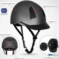 JPC EQUESTRIAN TuffRider® Starter Carbon Fiber Print Helmet Black Hot