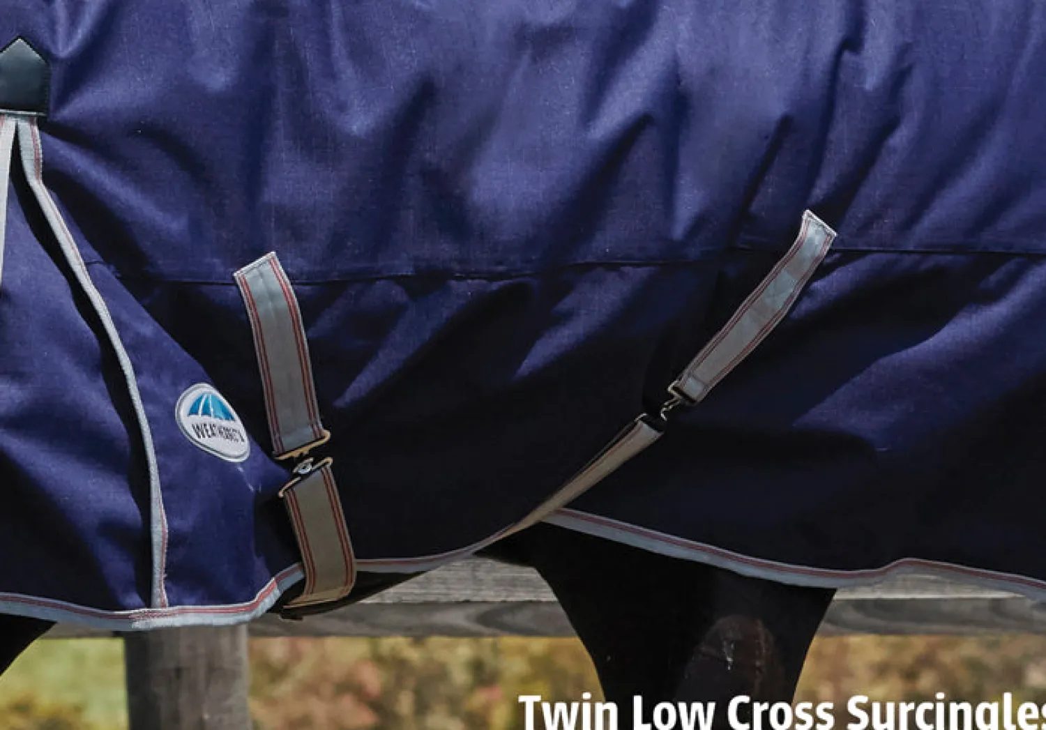 WEATHERBEETA ® ComFiTec™ Essential Combo Neck Medium-Weight Turnout Blanket Navy/Silver/Red Discount