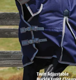 WEATHERBEETA ® ComFiTec™ Essential Standard Neck Heavyweight Turnout Navy/Silver/Red Clearance