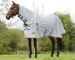 WEATHERBEETA ® ComFiTec™ Zephyr Plus Mesh Combo Neck Fly Sheet Silver/Blue/Lemon Outlet